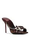 Jeffrey Campbell Women's Soire Embellished Mule Sandals In Tan Cheetah Satin Silver