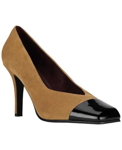 Jeffrey Campbell Women's Square Cap-toe Pumps In Beige Suede,black Combo