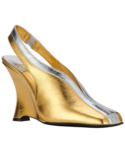 Jeffrey Campbell Women's Straits Slingback Wedge Pumps In Gold,silver Metallic Combo
