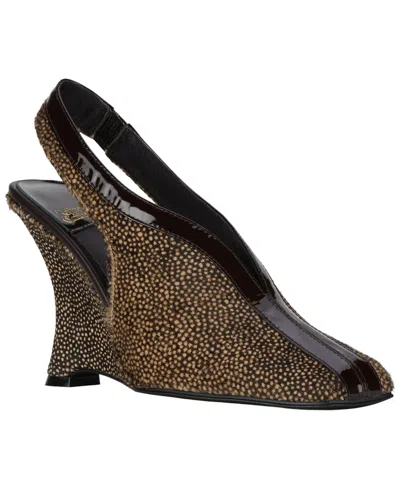 Jeffrey Campbell Women's Straits-f Slingback Wedge Pumps In Brown Dot Haircalf Combo