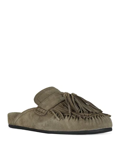 Jeffrey Campbell Women's Suede Fringe Mules In Green