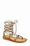 Jeffrey Campbell Women's Suede Leather Wraparound Flat Sandals In Taupe In Gold