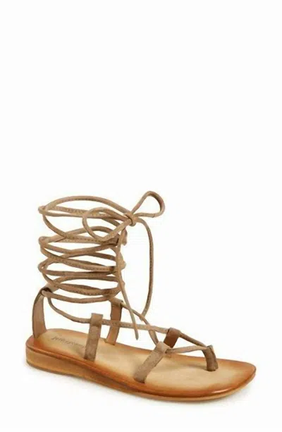 Jeffrey Campbell Women's Suede Leather Wraparound Flat Sandals In Taupe In Gold