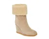 Jeffrey Campbell Women Suede Shearling Leather Wedge Boots In Beige In Neutral