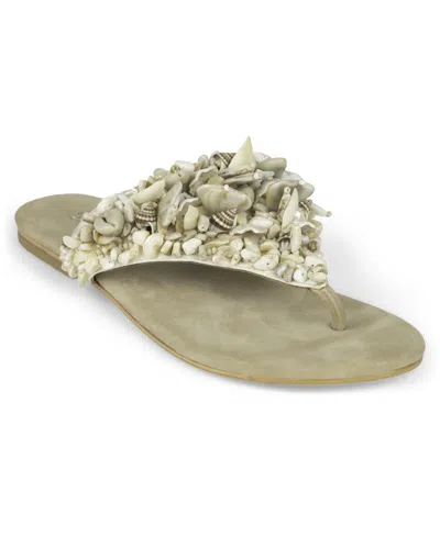 Jeffrey Campbell Women's Tidal Wave Shell Thong Flat Sandals In Green