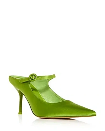 Jeffrey Campbell Women's Tiyera High Heel Mary Jane Mules In Green Silk