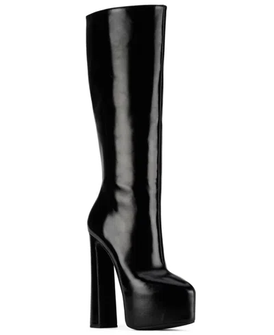 Jeffrey Campbell Women's Unleashed Hi Platform Knee-high Full-zip Dress Boots In Black