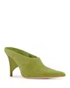 Jeffrey Campbell Women's Vader Pointed Toe High Heel Mules In Bright Chartreuse Suede