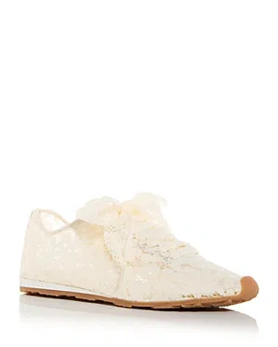 Jeffrey Campbell Wing Lace Trainer In Cream Combo