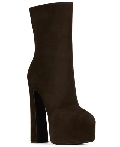 Jeffrey Campbell Women's Woah Hi Platform Full-zip Dress Booties In Brown