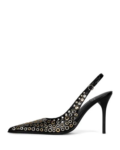 Jeffrey Campbell Women's Youwish G Eyelet Slingback Pumps In Black Silver Gold