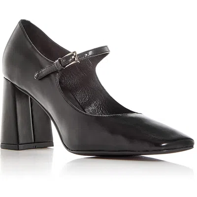 Jeffrey Campbell Womens Block Heel Faux Leather Mary Jane Heels In Black