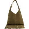 Jeffrey Campbell Wonders Suede Shoulder Bag In Khaki Suede