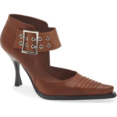Jeffrey Campbell Written Pointed Toe Pump In Tan Distressed Silver