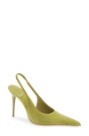 Jeffrey Campbell You Wish Slingback Pointed Toe Pump In Bright Chartruese Suede