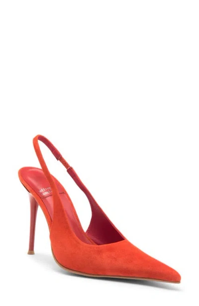 Jeffrey Campbell You Wish Slingback Pointed Toe Pump In Orange Suede