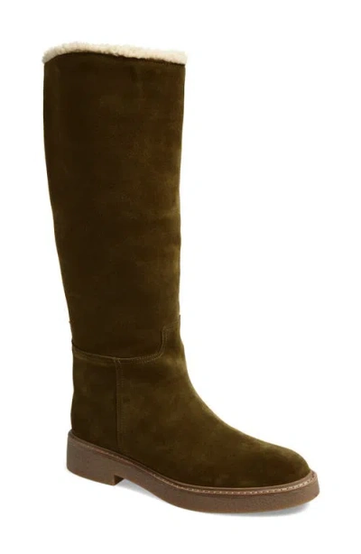 Jeffrey Campbell Zabini Faux Shearling Lined Knee High Boot In Brown
