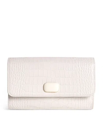 Jeffrey Levinson Leather Croc-embossed Clutch Bag In White