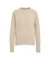 Jeio Beige Knit Sweater With Center Stitch Details In Neutral