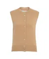 Jeio Beige Knit Vest With Classic Round Neckline And Button Closure In Brown