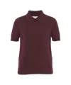 Jeio Knit Polo Top With Classic Collar And Ribbed Edges In Burgundy