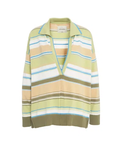 Jeio Striped Knit Sweater In Green