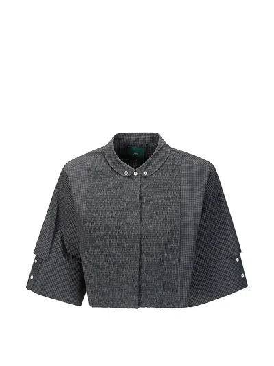 Jejia Alba Smocked Check Shirt In Animal Print