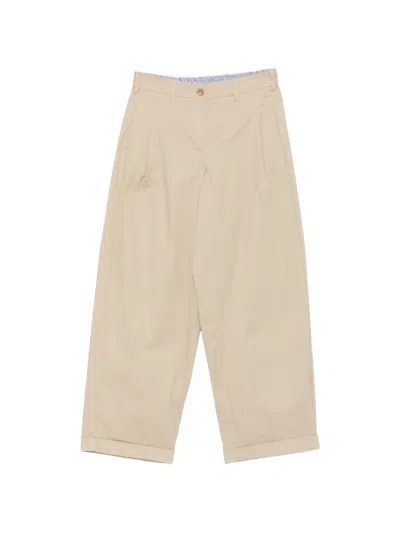 Jejia Andrea Pleated-detail Turn-up Trousers In Neutral