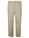 Jejia Ankle-length Lightweight Cotton Pants With Dual-color Panel In Neutral