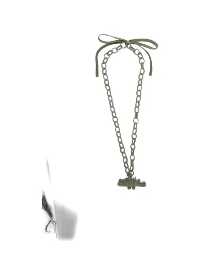 Jejia Beaded Crocodile-pendant Necklace In Metallic