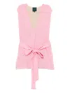 Jejia Belted V-neck Top In Pink