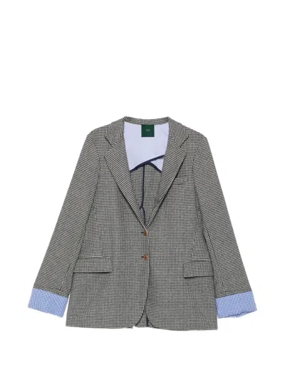 Jejia Birkin Houndstooth-patterned Blazer In Gray