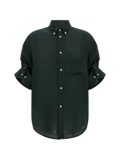 Jejia Buba Contrast-stitching Button-up Shirt In Green