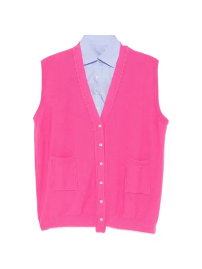 Jejia Button-up Gilet In Pink