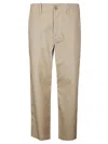 Jejia Ankle-length Lightweight Cotton Pants With Dual-color Panel In Brown