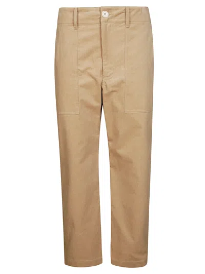 Jejia Camille Pantalone Dritto Cotone Tasca Fatigue In Beige