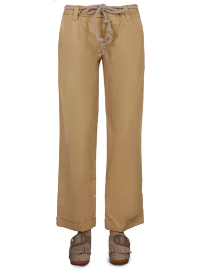 Jejia Straight-leg Pants With Rope Belt Detail In Brown