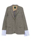 Jejia Check-pattern Contrast-cuff Blazer In Gray