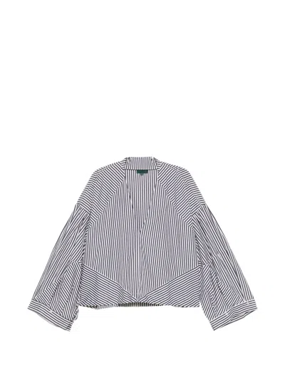 Jejia Clo Clo Striped V-neck Blouse In Multi