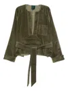 Jejia Corduroy Tie Blouse In Green