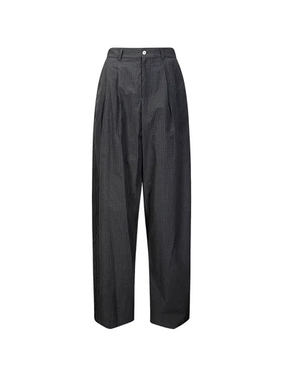 Jejia Elsa Checked Cotton Trousers In Black