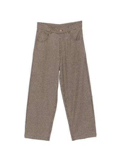 Jejia Gigi Houndstooth-pattern Straight-leg Trousers In Nude