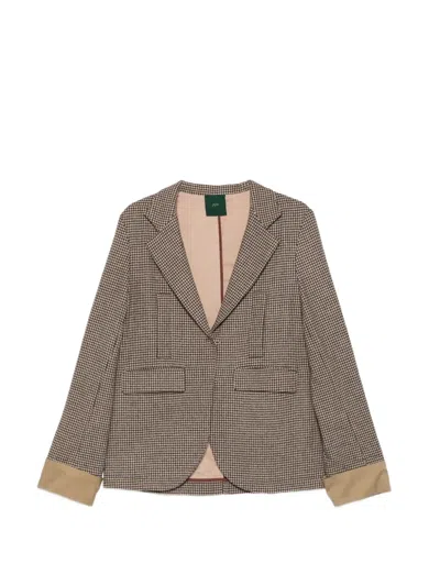 Jejia Harry Houndstooth-pattern Blazer In Brown