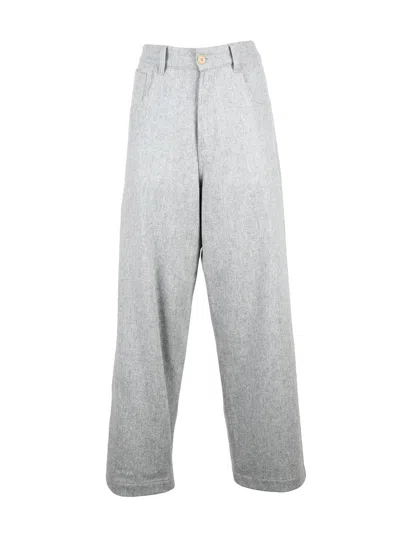 Jejia High-waisted Wide-leg Trousers With Fluid Drape In Gray