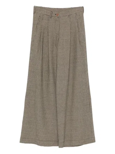 Jejia Houndstooth Pleated-front Trousers In Brown