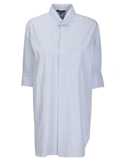 Jejia Ines Polo 1 In Popeline Striped Light Blue