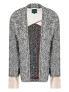Jejia Oversized Textured Jacket With Removable Cuffs In Gray