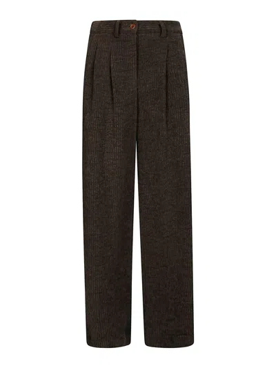 Jejia Katherine Over Pinces Velvet Trousers In Brown