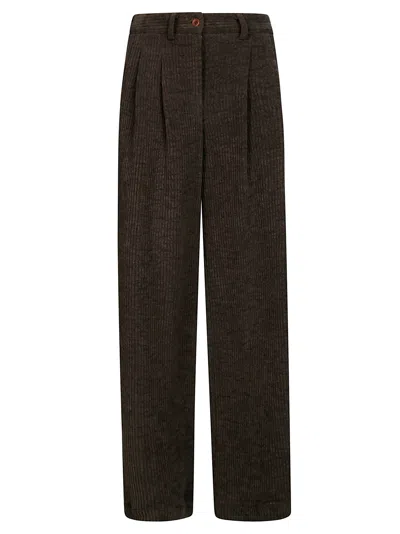 Jejia Katherine Pantalone Over Pinces Velluto In Brown