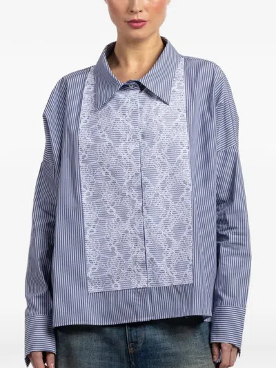 Jejia Lace-detail Shirt In Blue